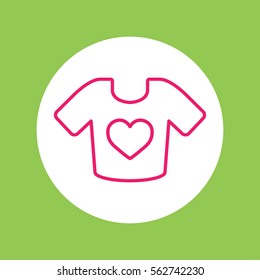 t-shirt with heart line icon