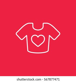 t-shirt with heart line icon