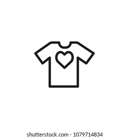 Tshirt with heart line icon. Tee, shirt, wear. Volunteering concept. Can be used for topics like environment, eco, charity.
