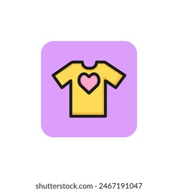 Tshirt with heart line icon. Tee, shirt, wear. Volunteering concept. Can be used for topics like environment, eco, charity.