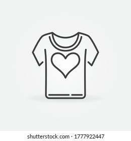 T-Shirt with Heart linear vector concept icon or logo element