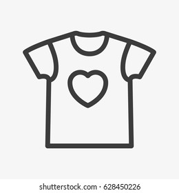 T-Shirt with Heart Minimal Flat Line Outline Stroke Icon Pictogram Symbol