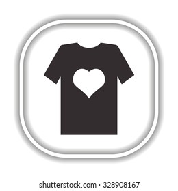 T-shirt and heart  Modern design flat style icon