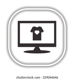 T-shirt and heart   Modern design flat style icon