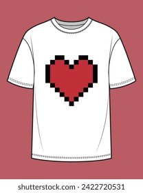 Tshirt with heart, romantic valentines day decoration.