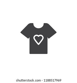 t-shirt with heart vector icon. filled flat sign for mobile concept and web design. simple solid icon. Symbol, logo illustration. Pixel perfect vector graphics