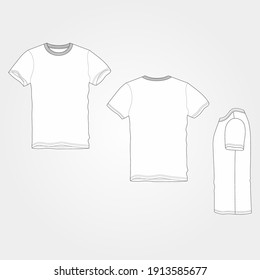 T-Shirt Henley Vector Outline Template Front and Back View