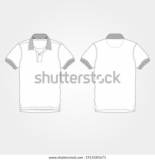 Tshirt Henley Vector Outline Template Front Stock Vector (Royalty Free ...