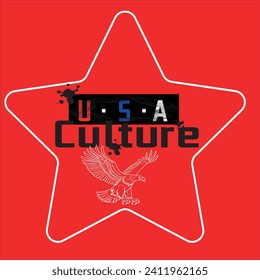 T-shirt or hoodie desing. USA Culture with Bald Eagle vector.