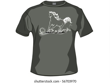 Tshirt with horse galloping .