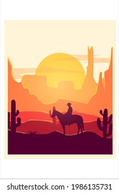 T-shirt hot desert cowboys color brown and orange