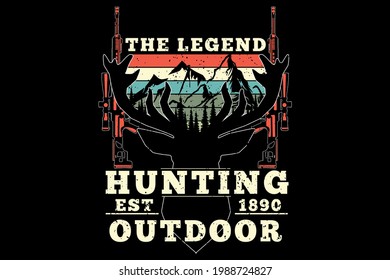 T-shirt hunting deer outdoor legend mountain vintage retro style