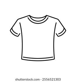 T-shirt icon. Black outline linear silhouette. Editable strokes. Front view. Vector simple flat graphic illustration. Isolated object on white background. Isolate.