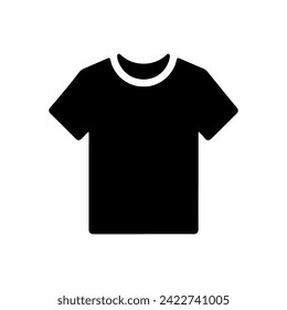 T-shirt icon. Black T-shirt silhouette in flat style, isolated on a white background. Vector illustration.