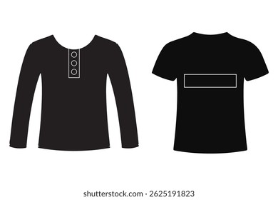 T-shirt icon. Black T-shirt silhouette in flat style, isolated on a white background. Vector illustration.