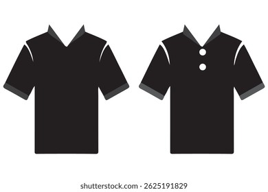 T-shirt icon. Black T-shirt silhouette in flat style, isolated on a white background. Vector illustration.