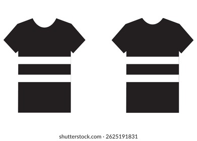 T-shirt icon. Black T-shirt silhouette in flat style, isolated on a white background. Vector illustration.