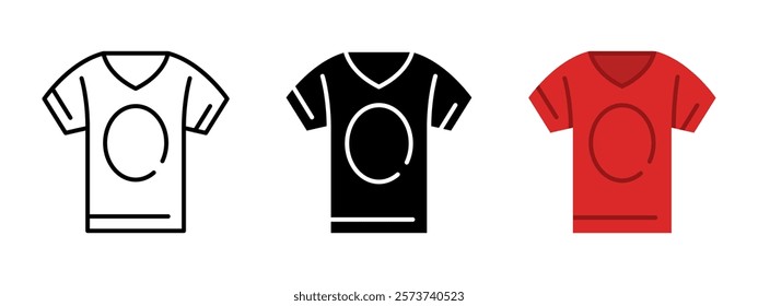 T-shirt icon. Clothes symbol. Shirt with print template vector illustration. Jersey or polo clothing sign. Cotton or textile casual style wear. Front view T-shirt apparel. Fashion clothes pictogram.