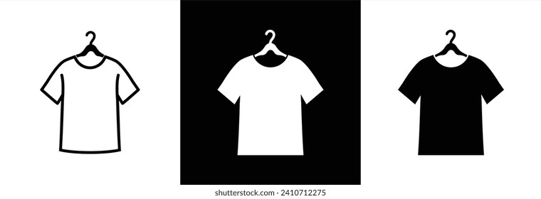 T-shirt icon. T-shirt icon collection line and flat style. T-shirt with hanger icon. T-shirt sign and symbol. Vector illustration.