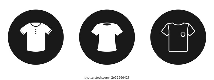 T-shirt icon. T-shirt icon collection line and flat style. T-shirt sign and symbol. Vector illustration isolated on black background. EPS 10