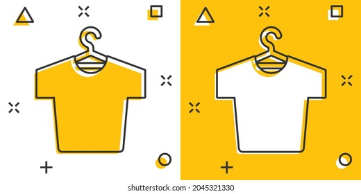 Tshirt icon in comic style. Casual clothes cartoon vector illustration on white isolated background. Polo wear splash effect business concept.