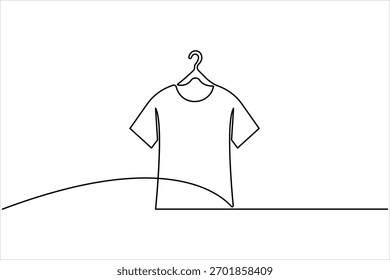 Icono de camiseta Dibujo de arte continuo de una línea de diseño de Ilustración vectorial de contorno de ropa de estilo minimalista