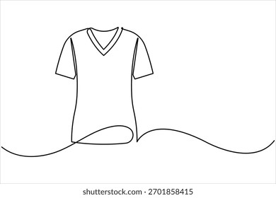 T-shirt icon continuous one line art drawing of minimalist style clothing apparel outline vector illustration design