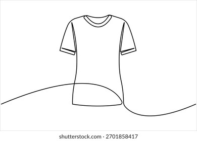 Icono de camiseta Dibujo de arte continuo de una línea de diseño de Ilustración vectorial de contorno de ropa de estilo minimalista