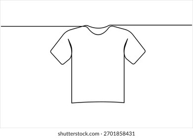 Icono de camiseta Dibujo de arte continuo de una línea de diseño de Ilustración vectorial de contorno de ropa de estilo minimalista