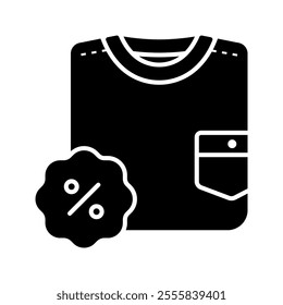 t-shirt icon. discount, t-shirt, sale, fashion, shopping, clothes, lifestyle, clothing, promo, shop. Vector icon illustration