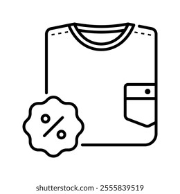 t-shirt icon. discount, t-shirt, sale, fashion, shopping, clothes, lifestyle, clothing, promo, shop. Vector icon illustration