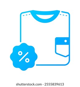 t-shirt icon. discount, t-shirt, sale, fashion, shopping, clothes, lifestyle, clothing, promo, shop. Vector icon illustration