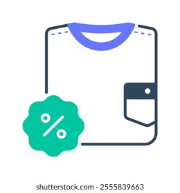 t-shirt icon. discount, t-shirt, sale, fashion, shopping, clothes, lifestyle, clothing, promo, shop. Vector icon illustration