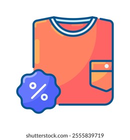 t-shirt icon. discount, t-shirt, sale, fashion, shopping, clothes, lifestyle, clothing, promo, shop. Vector icon illustration