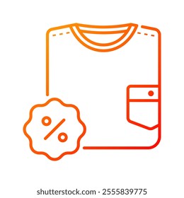 t-shirt icon. discount, t-shirt, sale, fashion, shopping, clothes, lifestyle, clothing, promo, shop. Vector icon illustration