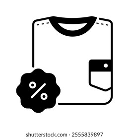 t-shirt icon. discount, t-shirt, sale, fashion, shopping, clothes, lifestyle, clothing, promo, shop. Vector icon illustration