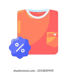 t-shirt icon. discount, t-shirt, sale, fashion, shopping, clothes, lifestyle, clothing, promo, shop. Vector icon illustration