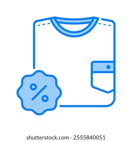 t-shirt icon. discount, t-shirt, sale, fashion, shopping, clothes, lifestyle, clothing, promo, shop. Vector icon illustration