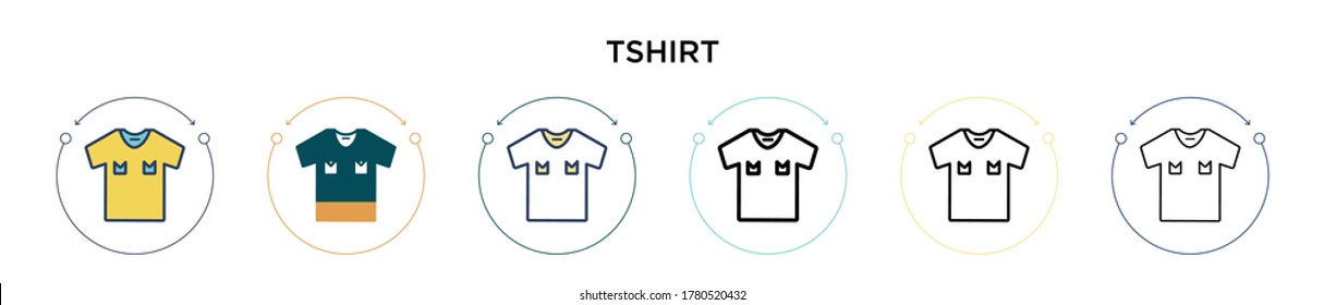 Tshirt icon in filled, thin line, outline and stroke style. Vector illustration of two colored and black tshirt vector icons designs can be used for mobile, ui, web