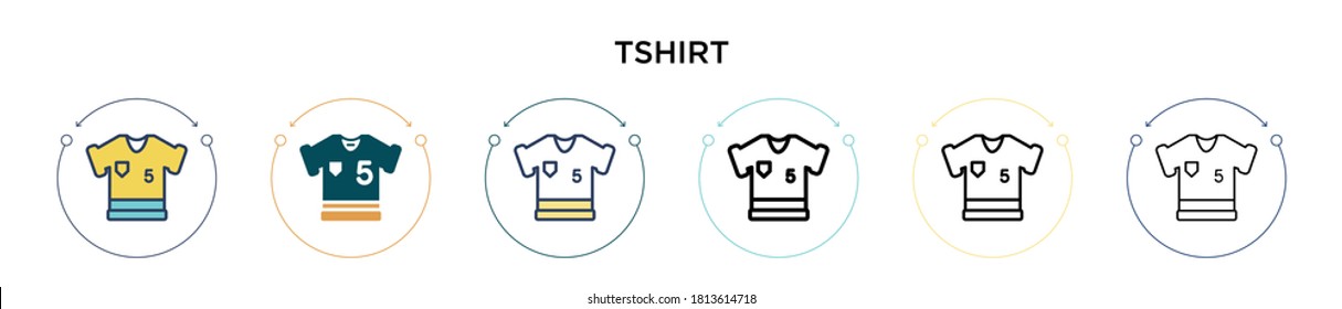 Tshirt icon in filled, thin line, outline and stroke style. Vector illustration of two colored and black tshirt vector icons designs can be used for mobile, ui, web
