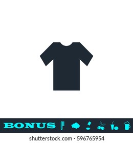 Tshirt icon flat. Black pictogram on white background. Vector illustration symbol and bonus button