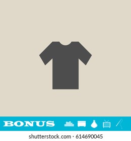 Tshirt icon flat. Grey pictogram on light background. Vector illustration symbol and bonus button real estate, ottoman, vase, tv, fishing rod