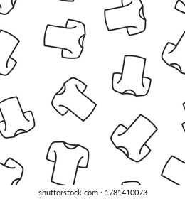 Tshirt icon in flat style. Casual clothes vector illustration on white isolated background. Polo wear seamless pattern business concept.