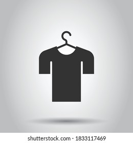 Tshirt icon in flat style. Casual clothes vector illustration on white isolated background. Polo wear business concept.