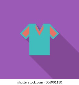 T-shirt icon. Flat vector related icon with long shadow for web and mobile applications. It can be used as - logo, pictogram, icon, infographic element. Vector Illustration.