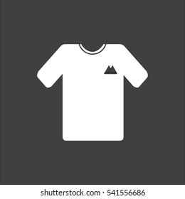 T-shirt icon flat. Vector white illustration isolated on black background. Flat symbol