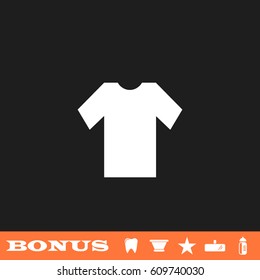 Tshirt icon flat. White pictogram on black background. Vector illustration symbol and bonus button tooth, vase, star, mirror, bottle