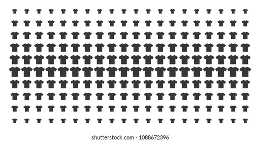 T-shirt icon halftone pattern, designed for backgrounds, covers, templates and abstract compositions. Vector T-shirt objects arranged into halftone grid.