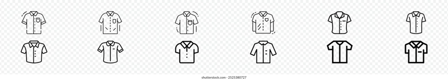  Icono de la camiseta aislado en el fondo blanco. Icono de camiseta. Icono de Vector de camiseta editable. Conjunto de iconos de Vector de camiseta. Símbolo de ropa. 