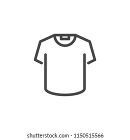 T-shirt icon in line design. Button or sign for online store, websites or mobile app interfaces, promo materials. Sports goods, casual clothing concept logo. Vector illustration isolated